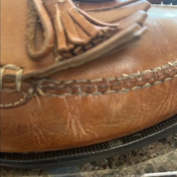 Cole Haan Brown Leather Tassel Slip-Ons - Picture 8 of 12